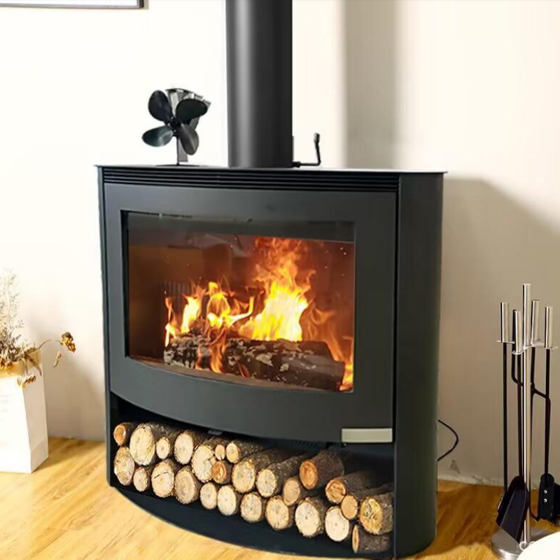 KY004-Arced Modern Indoor Wood Burning Freestanding Fireplace 